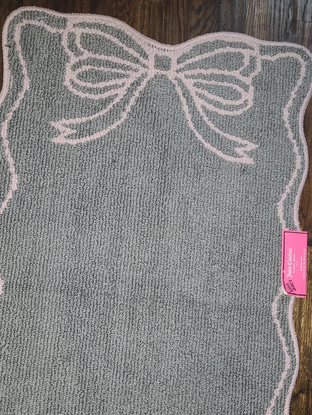 JUICY COUTURE Gray and Pink Bow Accent Rug - Home Accents - 43x24